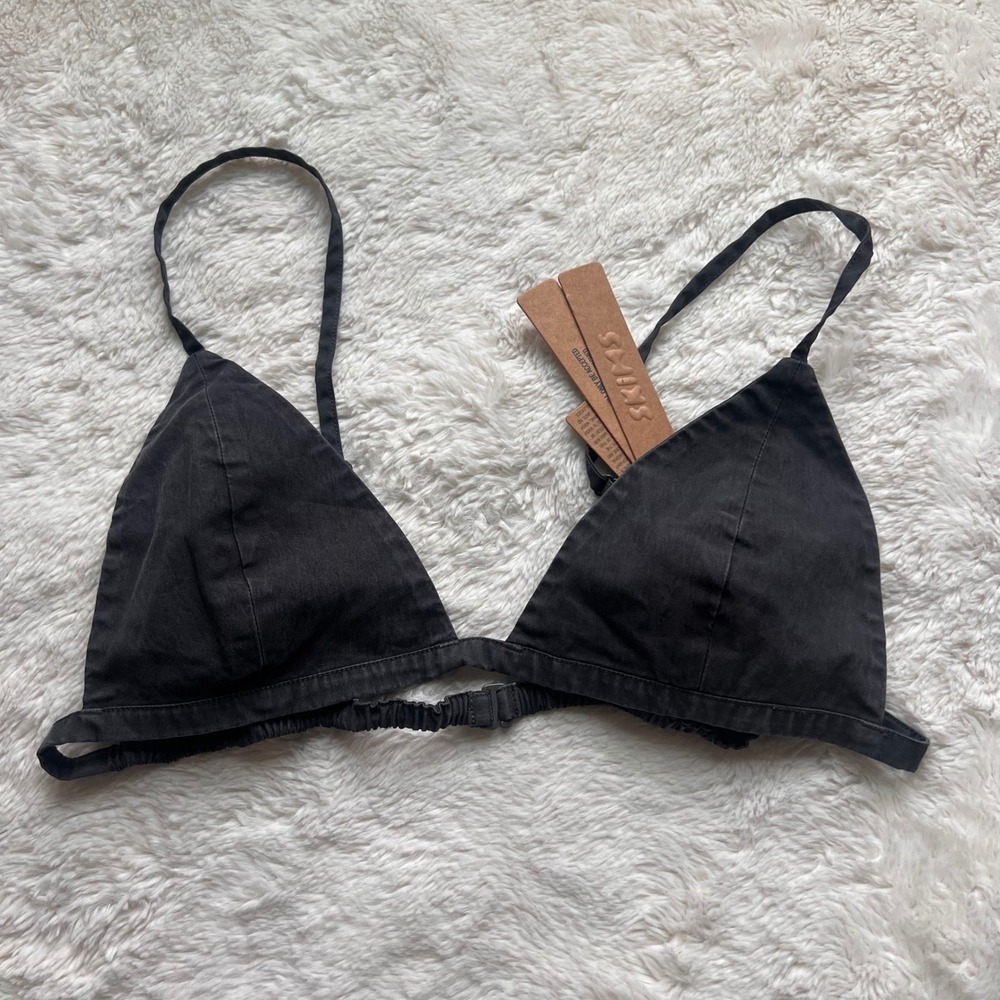 SKIMS Woven Lounge Triangle Bralette Ash Grey TR-TRI-8838W Size Small NWT